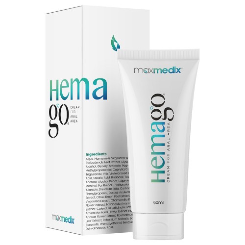 Maxmedix HemaGo Creme - Natürliche Hämorrhoiden Creme - 60ml Creme - Mit Aloe Vera, Ringelblume und Kamille - Mit schützendem Vitamin E