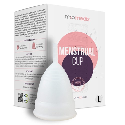 maxmedix Menstruationstasse - BPA-frei - Wiederverwendbar - 12 Stunden Auslaufschutz - 100% medizinisches Silikon