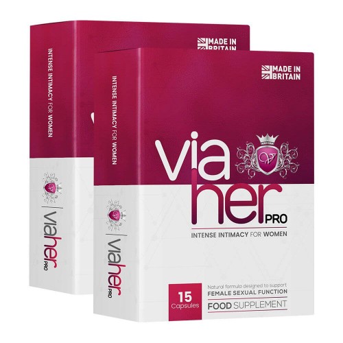 ViaHer Pro - Nahrungsergänzung für intensive Intimität für Frauen - Zehn Kapseln im Blister - 2er Pa