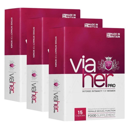 ViaHer Pro - Nahrungsergänzung für intensive Intimität für Frauen - Zehn Kapseln im Blister - 3er P