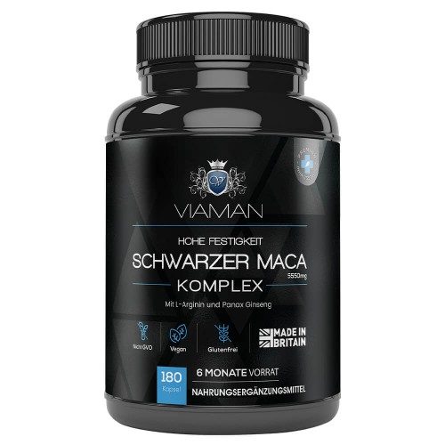 Black Maca Complex 5000mg, 180 Kapseln - Natürliches Ergänzungsmittel für Männer